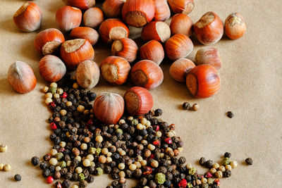 High angle view of fruits on table