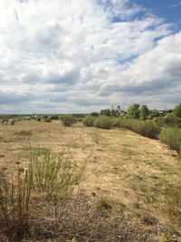 Scenic view of land against sky