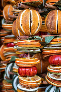 Stack of multi colored for sale at market