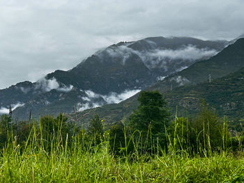 Scenic view of mountains against sky