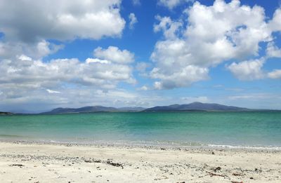 Scenic view of sea against blue sky