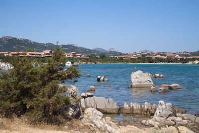 Scenic view of sea against clear sky