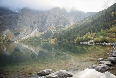 Morskie oko lake eye of the sea at tatra mountains in poland. 