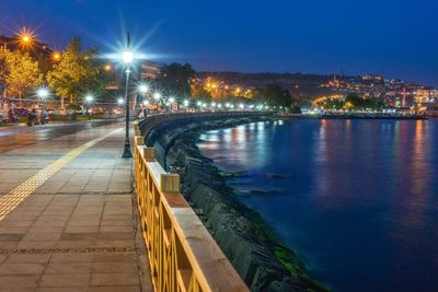 Light trails on bridge at night