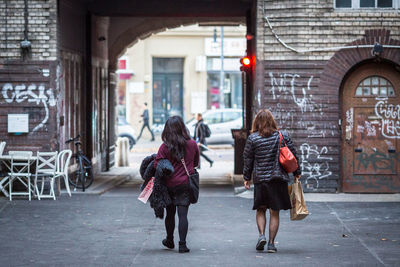 Woman standing in city