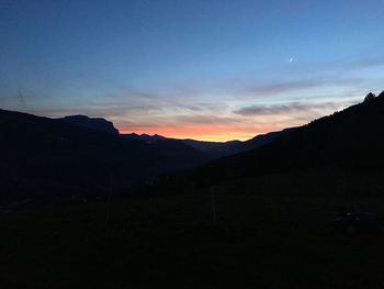 Scenic view of landscape against sky at sunset