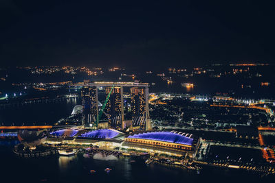 Illuminated cityscape at night