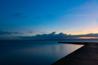 Scenic view of sea against sky at sunset