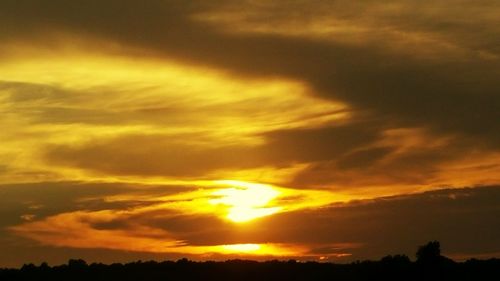 Silhouette of trees against dramatic sky