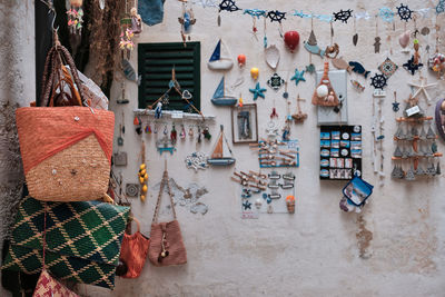 Clothes hanging on wall