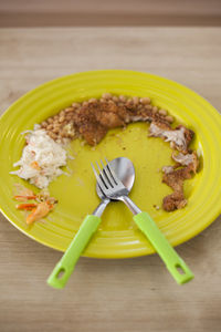 Close-up of food in plate on table