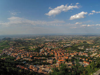 High angle view of townscape against sky