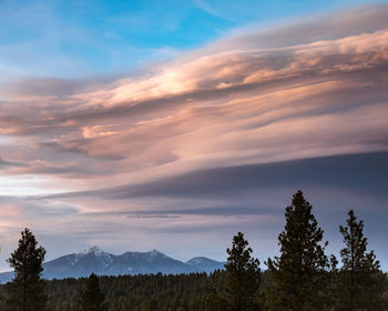 Scenic view of mountains against sky during sunset