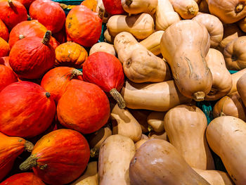 Full frame shot of pumpkins for sale at market stall