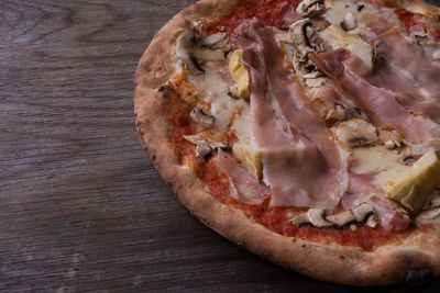 Close-up of pizza on table