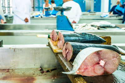 View of fish for sale at market