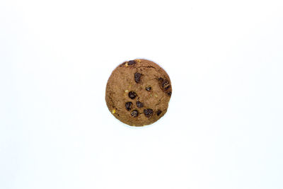 Close-up of cookies against white background