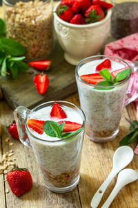 Close-up of breakfast on table