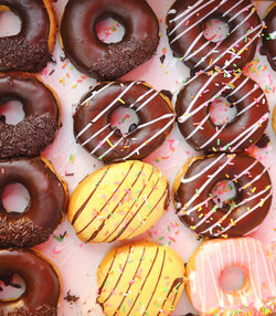 High angle view of dessert on table