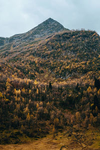 Scenic view of mountains against sky during autumn