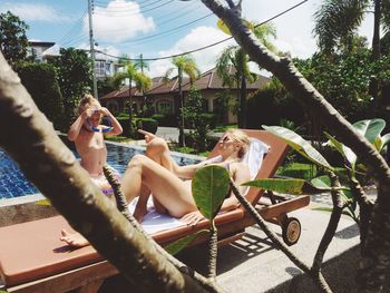 Mother and daughter at resort