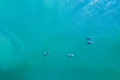 High angle view of boats in sea