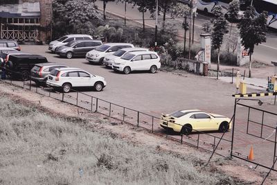 Cars parked on road