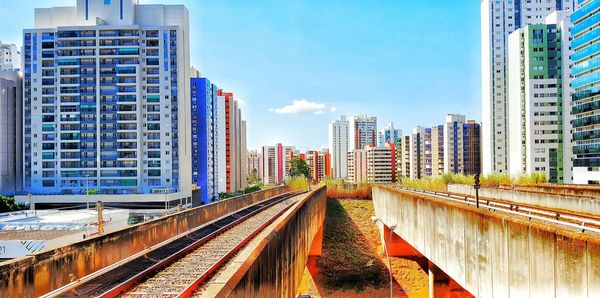 View of city against blue sky