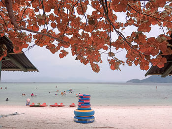 Scenic view of sea against sky during autumn