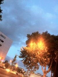 Low angle view of illuminated building