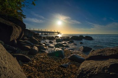 Scenic view of sea at sunset