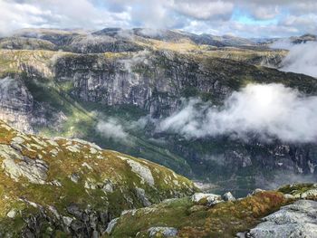 Scenic view of mountains against sky, norway