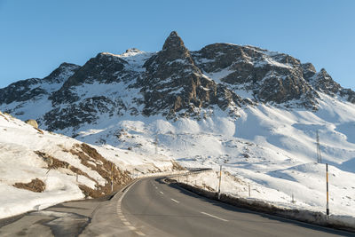 Julier pass, switzerland, february 21, 2023 alpine winter wonderland on the top of the julier pass 