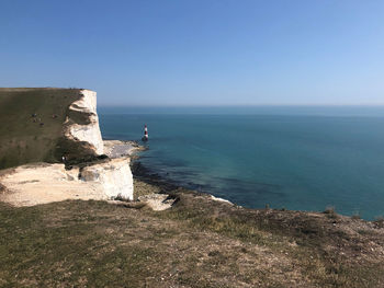 Scenic view of sea against clear sky