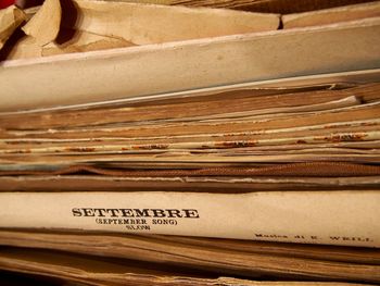 Close-up of books on shelf