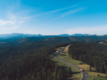 High angle view of road against sky