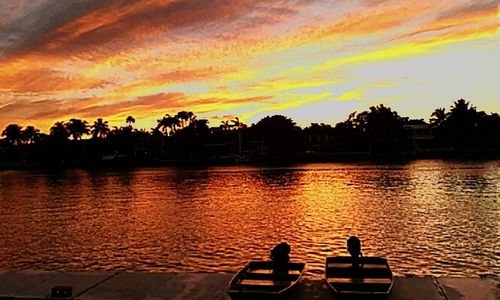 Scenic view of sea at sunset