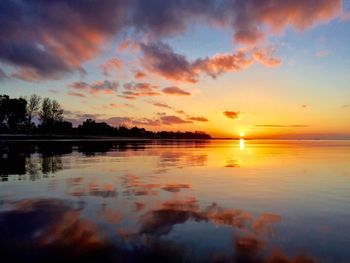 Scenic view of sea against dramatic sky