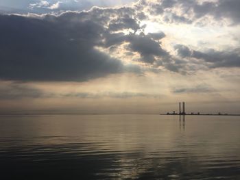 Scenic view of sea against cloudy sky