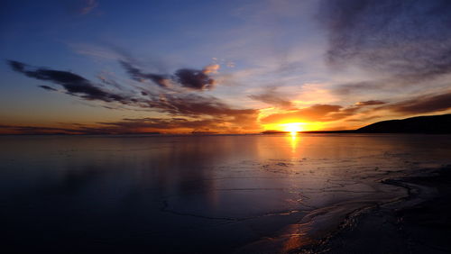 Scenic view of sea at sunset