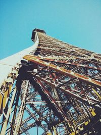 Low angle view of built structure against clear blue sky