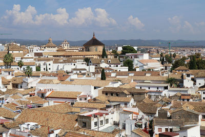 High angle view of townscape against sky