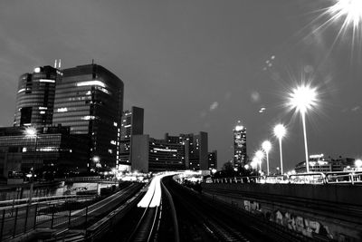 View of city street at dusk