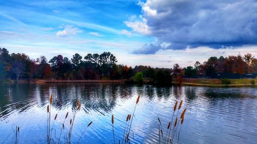 Scenic view of lake against sky