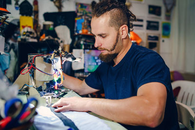 Man working on table