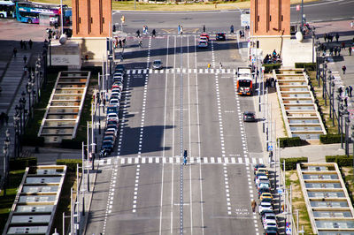 High angle view of traffic on city street