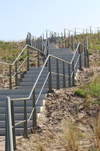 Staircase against clear sky