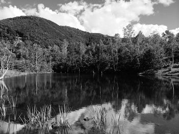 Scenic view of lake against sky