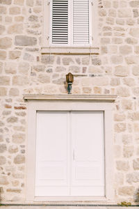 Closed door of building