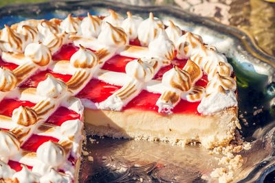 Close-up of homemade cheesecake